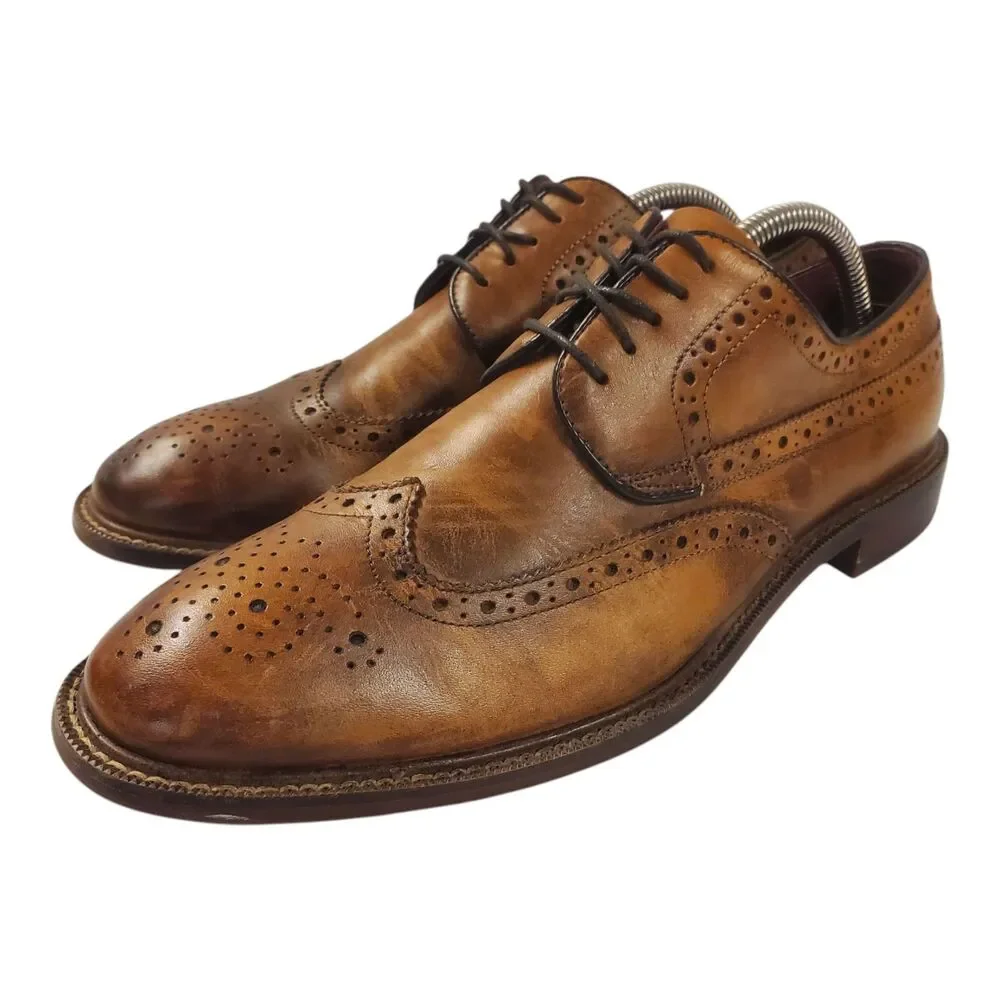 ASTON GREY Shoes EDOESSA Mens Size 9 Brown Leather Brogue Wingtip Oxford Casual